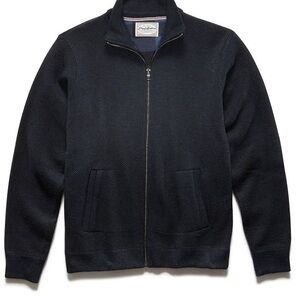 Men's Navy Full-Zip Textured Knit Sweater Jacket